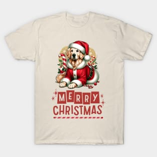 Merry Christmas Golden Retriever Dog T-Shirt